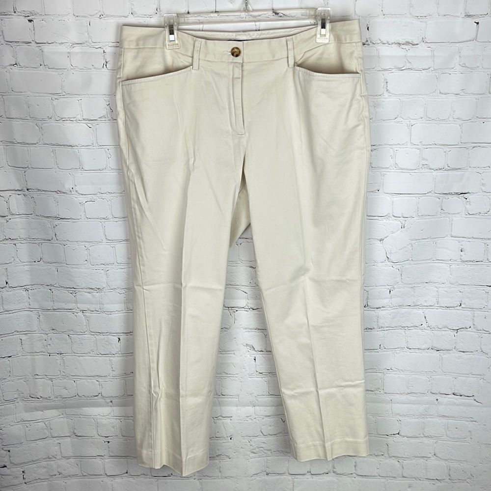 Lands’ End Midrise Straight Leg Khaki Cropped Pants Size 12